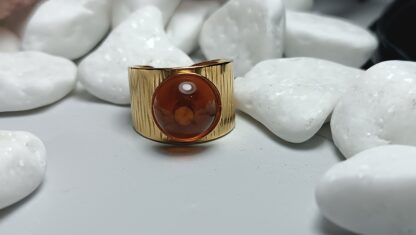 Steel ring with forged base and cat's eye (CODE:01019)