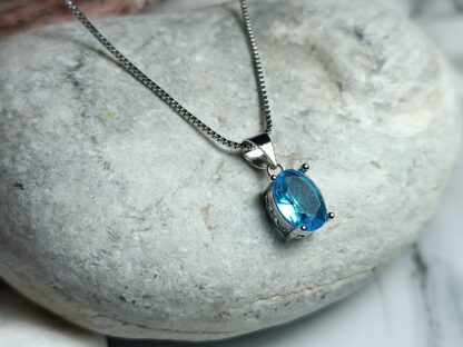 925 Silver Necklace With Blue Stone (CODE:7146)