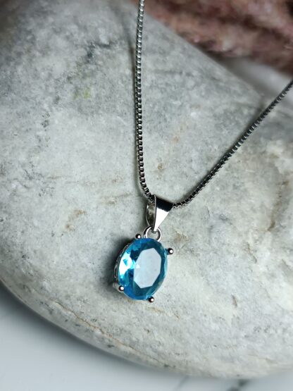 925 Silver Necklace With Blue Stone (CODE:7146)