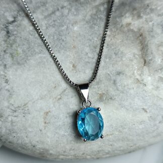 925 Silver Necklace With Blue Stone (CODE:7146)