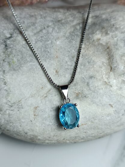 925 Silver Necklace With Blue Stone (CODE:7146)