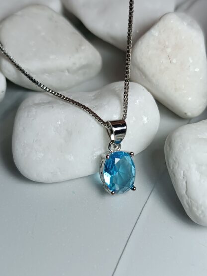 925 Necklace With Blue Stone (CODE: 7146)