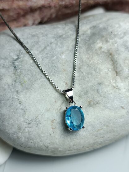 925 Necklace With Blue Stone (CODE: 7146)