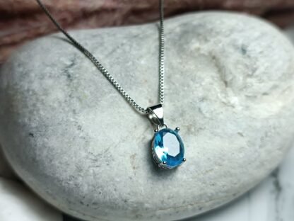 925 Silver Necklace With Blue Stone (CODE:7146)