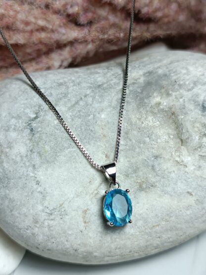 925 Necklace With Blue Stone (CODE: 7146)