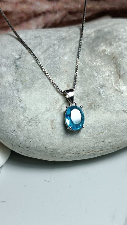 925 Silver Necklace With Blue Stone (CODE:7146)