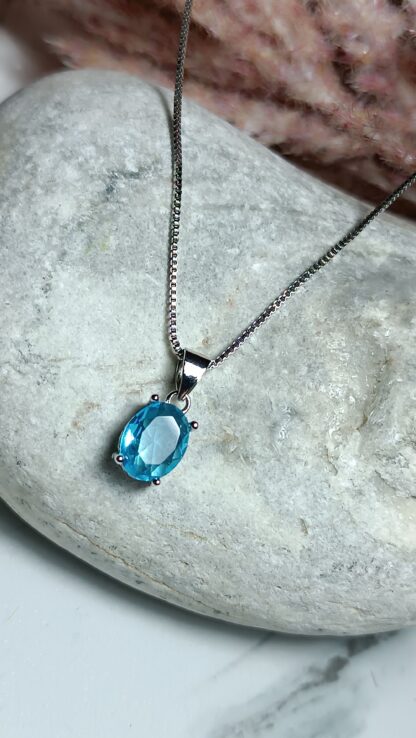 925 Silver Necklace With Blue Stone (CODE:7146)