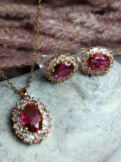 Rosette necklace, earrings (CODE:027451)