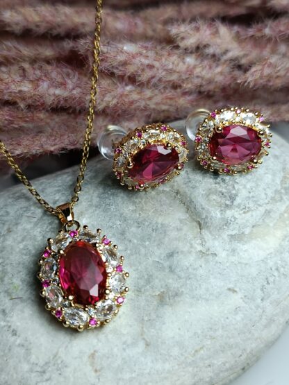 Rosette necklace, earrings (CODE:027451)