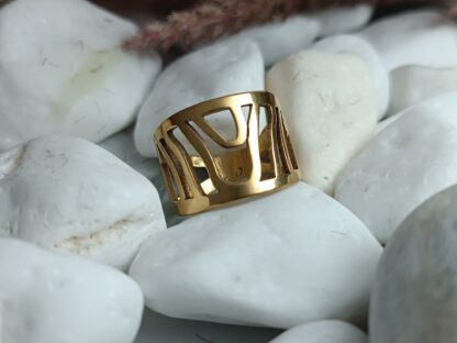 Polished gold steel ring (CODE: 33221)