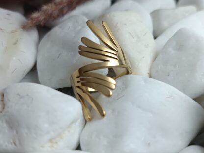 Polished gold steel ring (CODE: 22611)