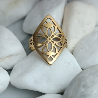 Polished steel ring in gold (CODE: 95411)