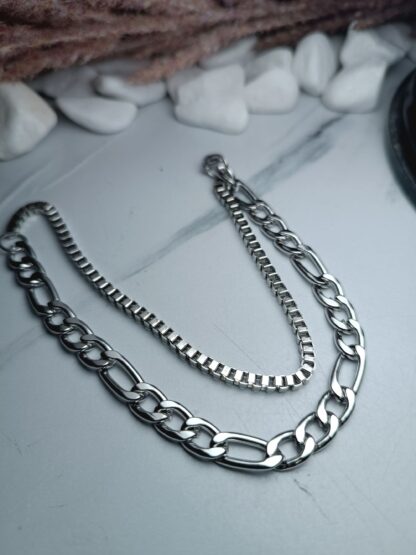 Steel double bracelet in silver color (CODE: 22991)