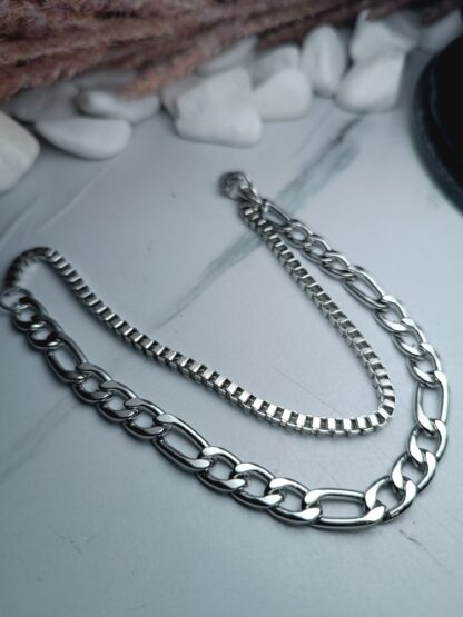 Steel double bracelet in silver color (CODE: 22991)