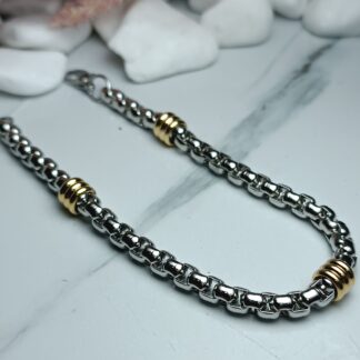 Two-tone steel men's bracelet (CODE: 5881)