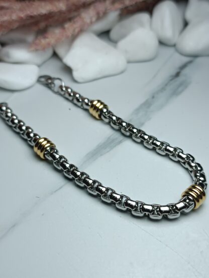 Two-tone steel men's bracelet (CODE: 5881)