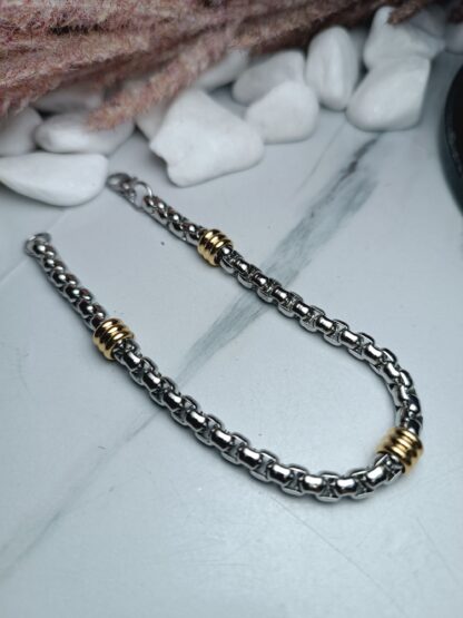 Two-tone steel men's bracelet (CODE: 5881)