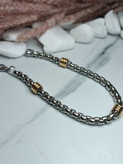 Two-tone steel men's bracelet (CODE: 5881)