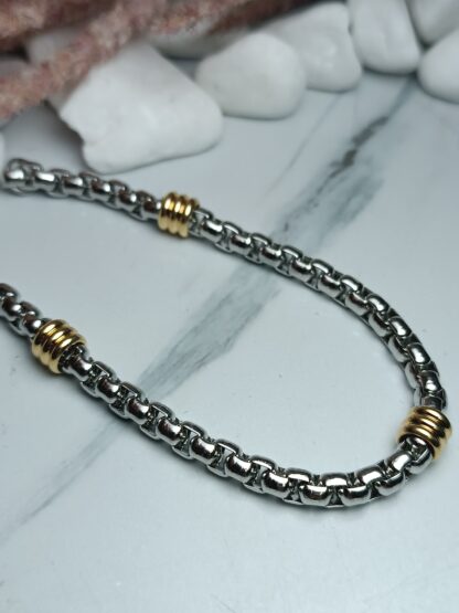 Two-tone steel men's bracelet (CODE: 5881)