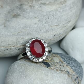 Ring with red stone Zircon steel (CODE:0808)