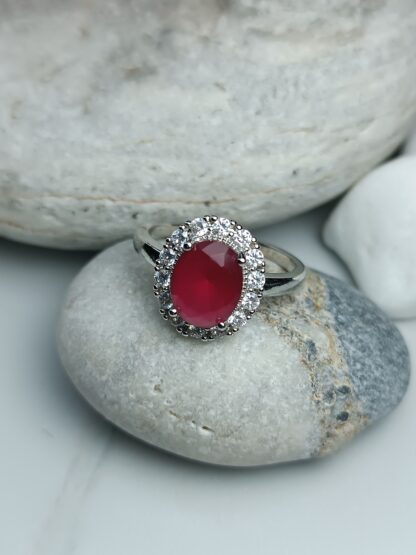 Ring with red stone Zircon steel (CODE:0808)