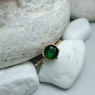 STEEL STONE WITH GREEN ZIRCON STONE, (CODE: 0909