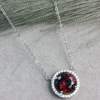 Steel necklace, rosette with zircon (CODE: 0404)