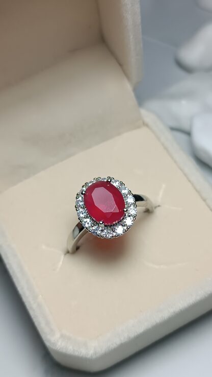 Ring with red stone Zircon steel (CODE:0808)