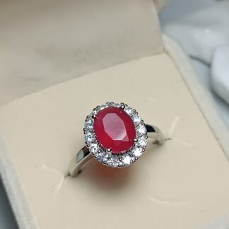 Ring with red stone Zircon steel (CODE:0808)