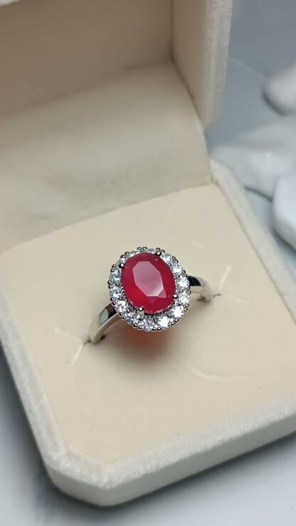 Ring with red stone Zircon steel (CODE:0808)