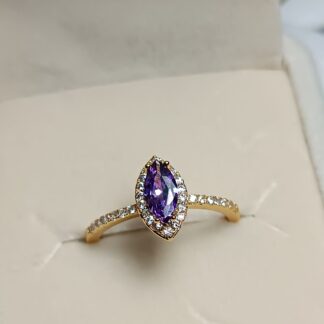 Ring with gold plating and amethyst in the shape of a "nail" made of steel (CODE: 01017)