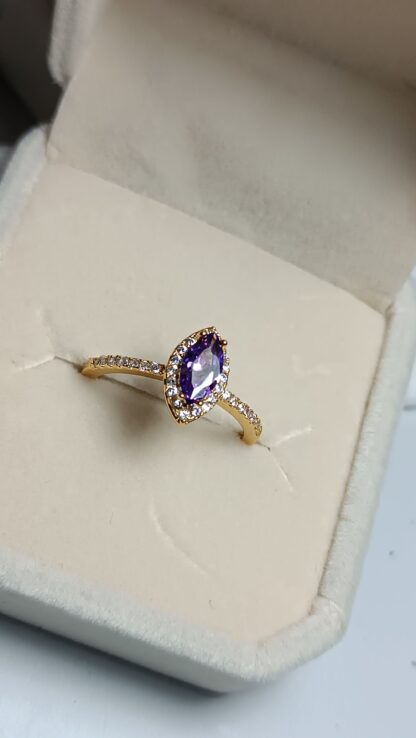 Ring with gold plating and amethyst in the shape of a "nail" made of steel (CODE: 01017)