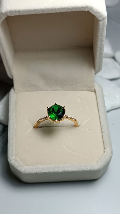 STEEL STONE WITH GREEN ZIRCON STONE, (CODE: 0909