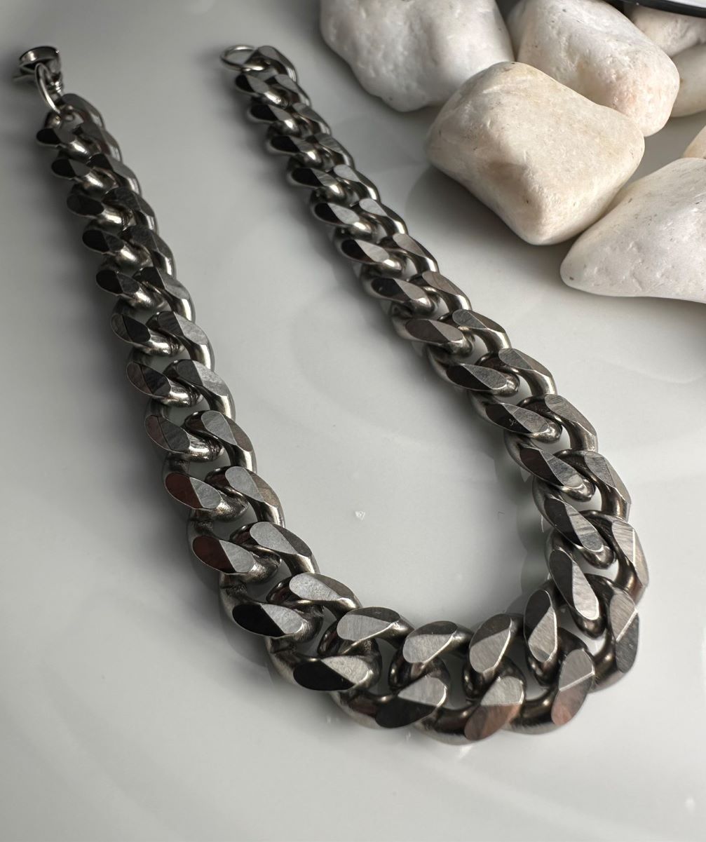 Ατσάλινο βραχιόλι αλυσίδα ασημένιο λούστρε(ΚΩΔ:8003) |Kosmimatomania Ατσάλινο βραχιόλι αλυσίδα ασημένιο λούστρε(ΚΩΔ:8003) |Kosmimatomania