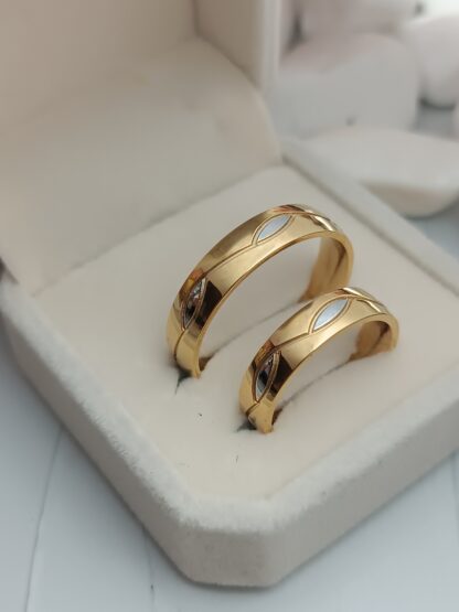 Two-tone wedding rings with zircon 6 mm (CODE: 88551)