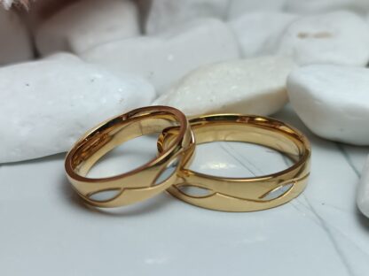 Two-tone wedding rings with zircon 6 mm (CODE: 88551)