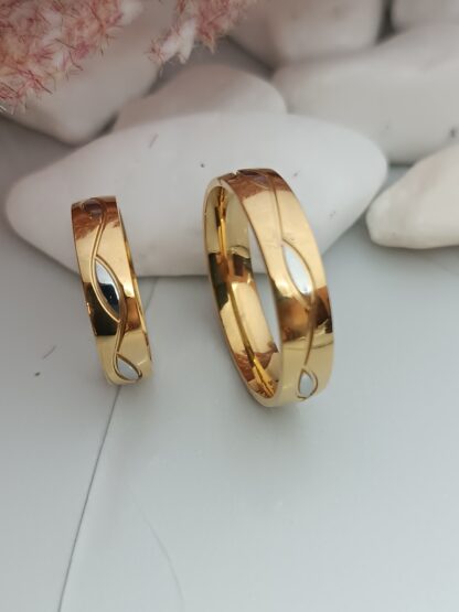 Two-tone wedding rings with zircon 6 mm (CODE: 88551)