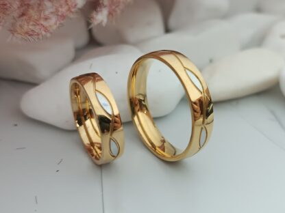 Two-tone wedding rings with zircon 6 mm (CODE: 88551)