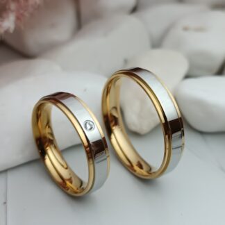 Two-tone wedding rings with zircon 6 mm (CODE: 88551)