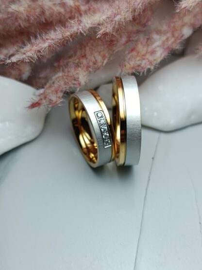 Pair of polished wedding rings, matte finish, thickness 6 mm (CODE: 9921)