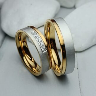 Pair of embossed titanium wedding rings 4 mm (CODE: 2885)