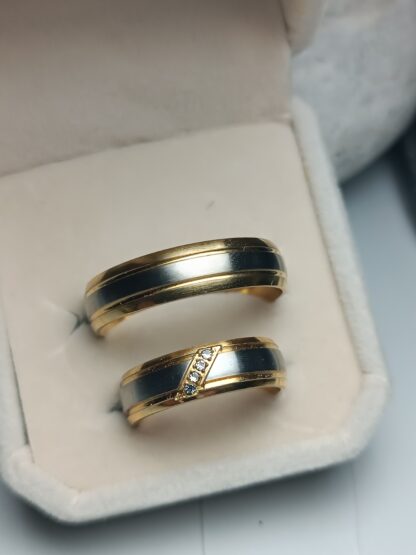 Two-tone wedding rings with zircon 6 mm (CODE: 554241)