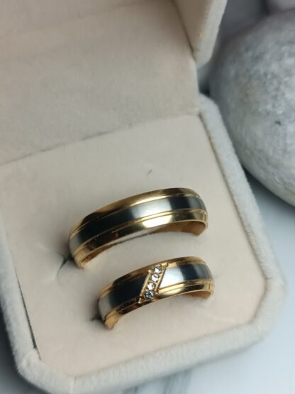 Two-tone wedding rings with zircon 6 mm (CODE: 554241)