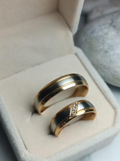 Two-tone wedding rings with zircon 6 mm (CODE: 554241)