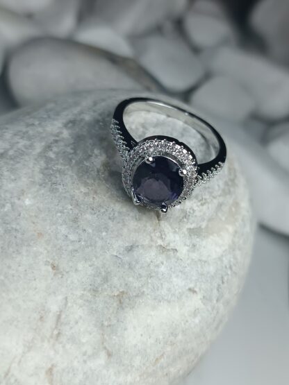 Silver 925 purple rosette ring with zircons (CODE:001288)