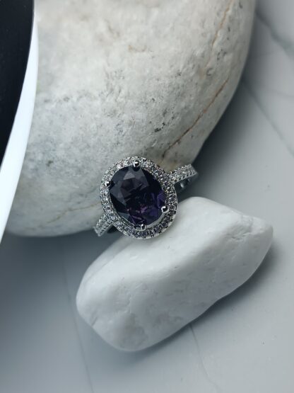 Silver 925 purple rosette ring with zircons (CODE:001288)