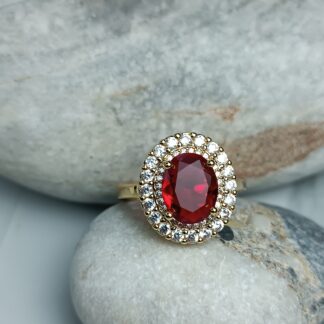 Rosette steel ring with zircon in gold adjustable (CODE: 00009)