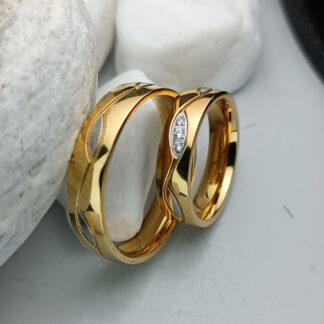 Two-tone wedding rings with zircon 6 mm (CODE: 88551)