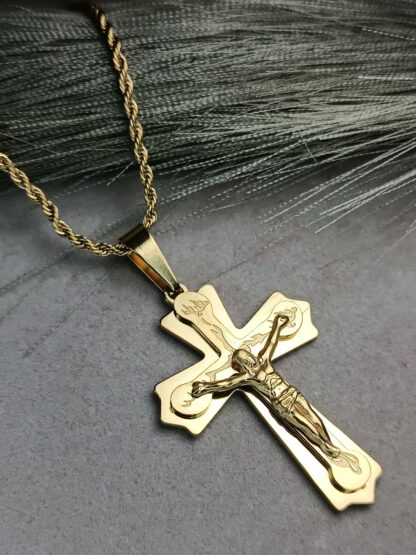 Embossed cross with chain (CODE:0001002)