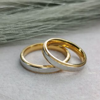 Pair of two-tone mirror wedding rings (CODE:5511)